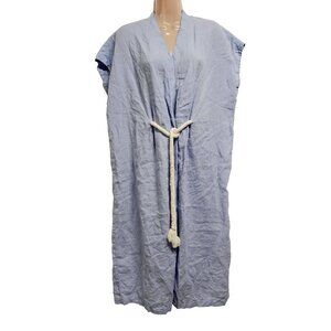 Vakko Mare Turkish Caftan Dress Women Size S Blue Linen